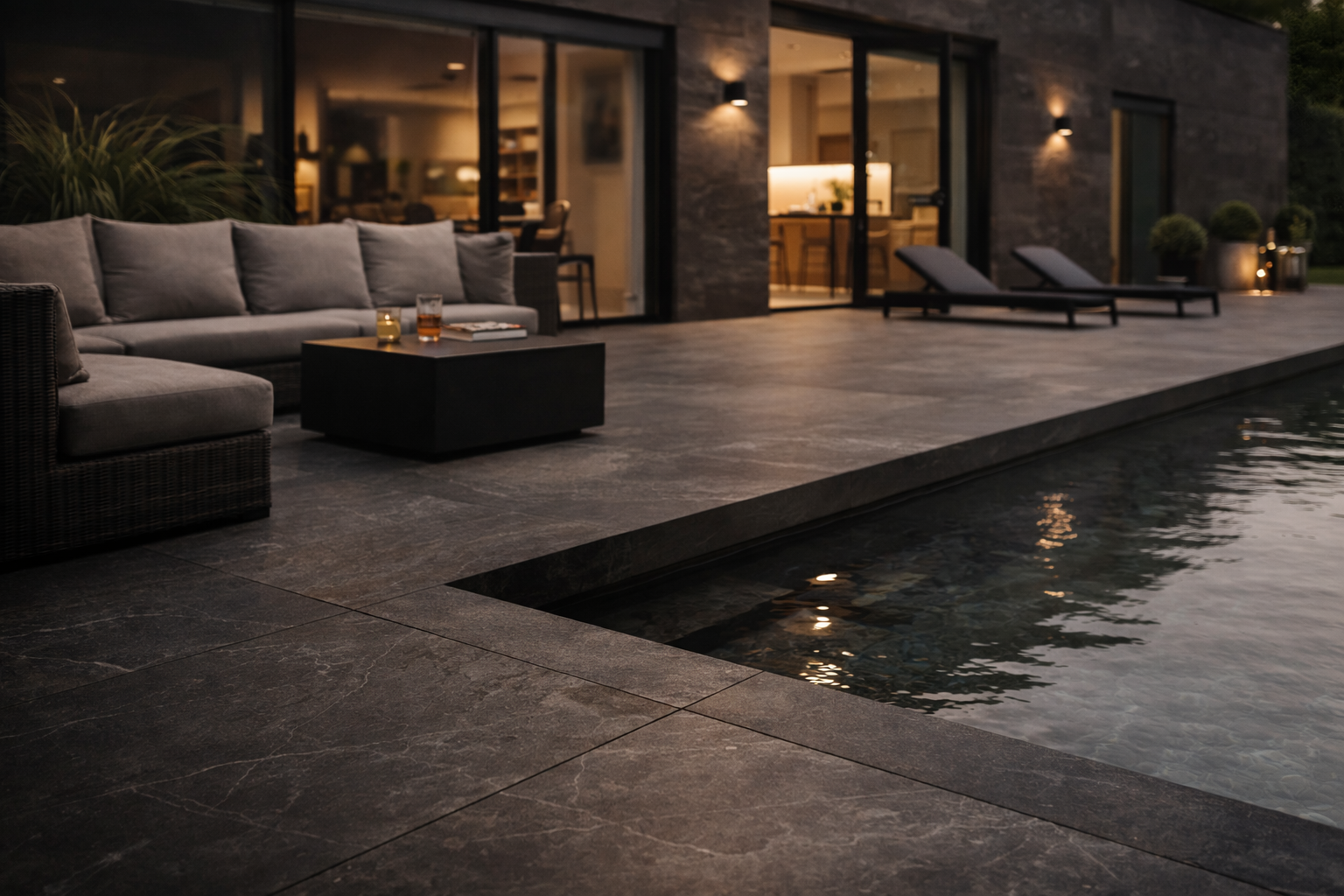 Elegante Terrasse am Abend