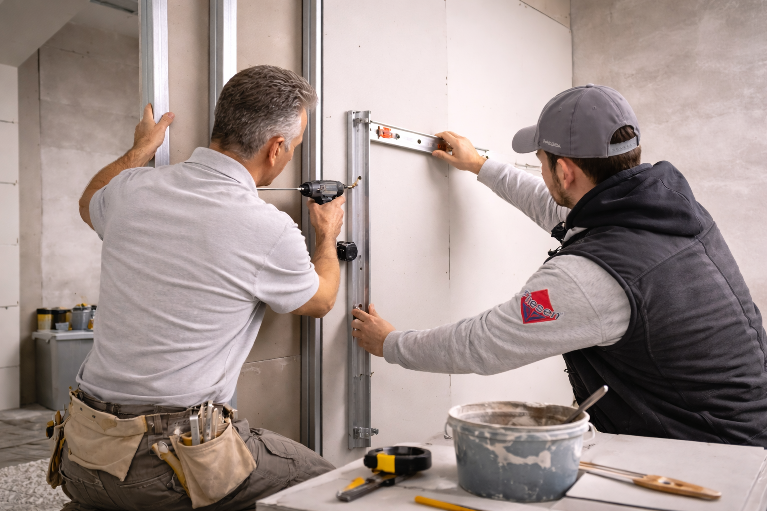 Trockenbauarbeiten in einem Raum